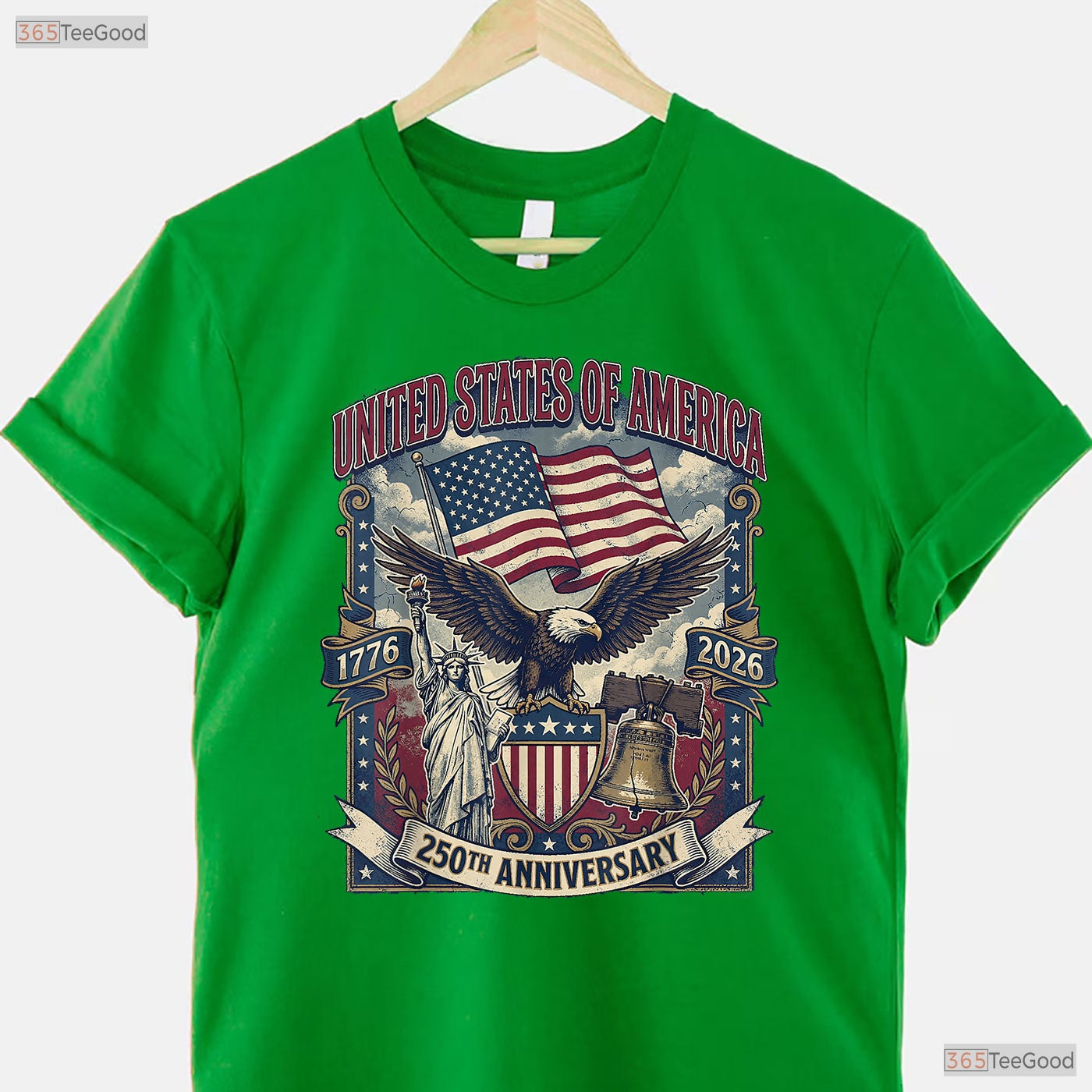 American 250th Flag Liberty Eagle Valentine T-Shirt River Fishing Shirts Men