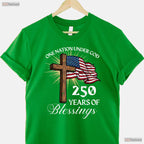 One Nation Under God 250 Years USA Valentine T-Shirt- Carp Fishing Outfits