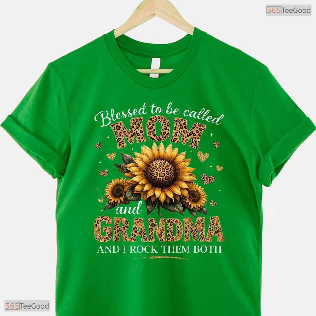 Blessed To Be Called Mom And Grandma Shirt I Rock Them Both Floral T-Shirt