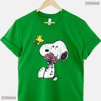 Cute Cartoon Dog Mothers Love Floral Puppy Mama Mothers Day T-Shirt For Women