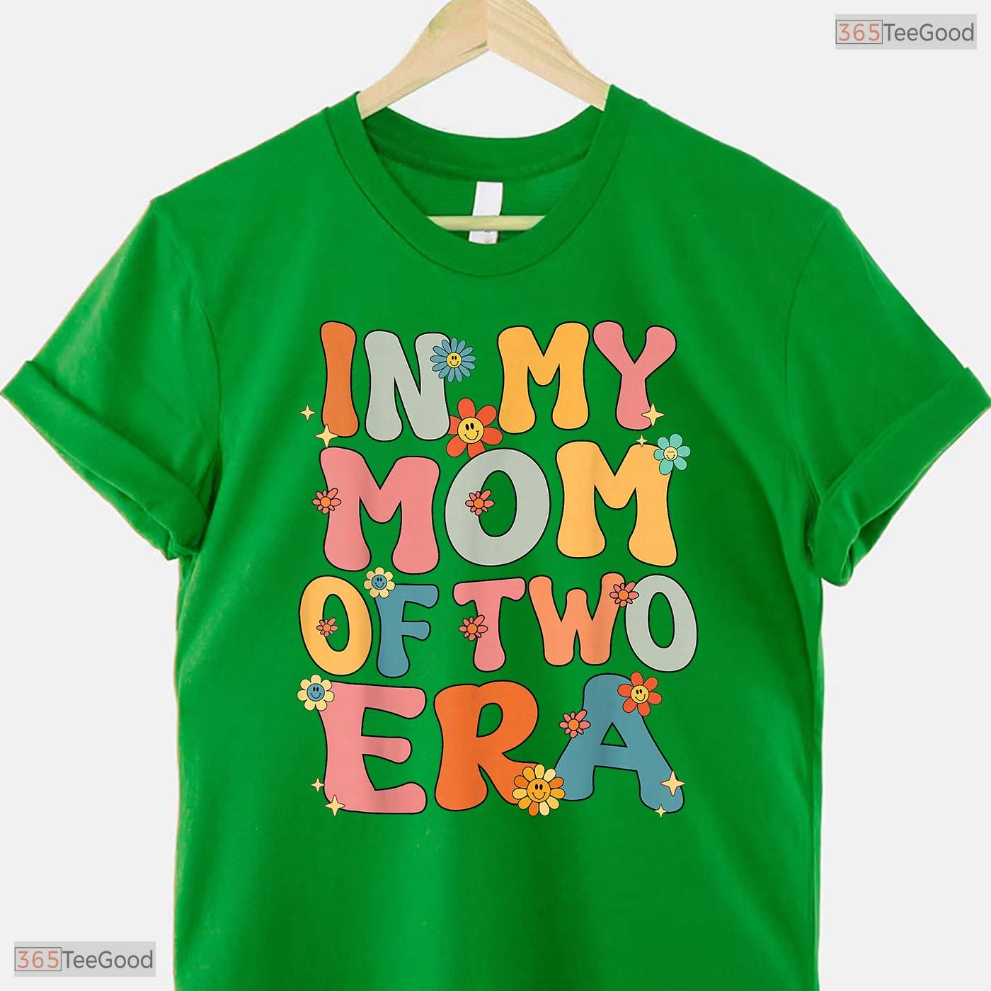 In My Mom Of Two Era Groovy Funny Mom Of Two Kid Mothers Day T-Shirt Present