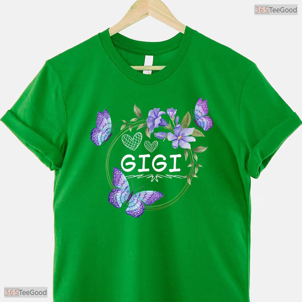 Cute Gigi Butterfly Floral Gigi Grandma Womens Gift Mothers Day T-Shirt Present
