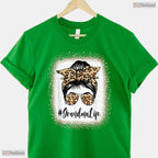Grandma Life Leopard Messy Bun Grandma Mothers Day T-Shirt Gift For Women