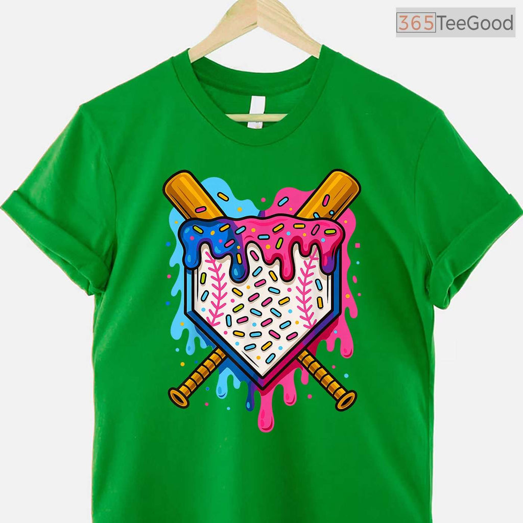 Baseball Boys Ice Cream Drip T-Shirt Cool Youth Sports Graphic Novelty Gift