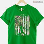 Camo Flag Baseball Player Vintage T-Shirt Patriotic Men Women Kids Sport Tee