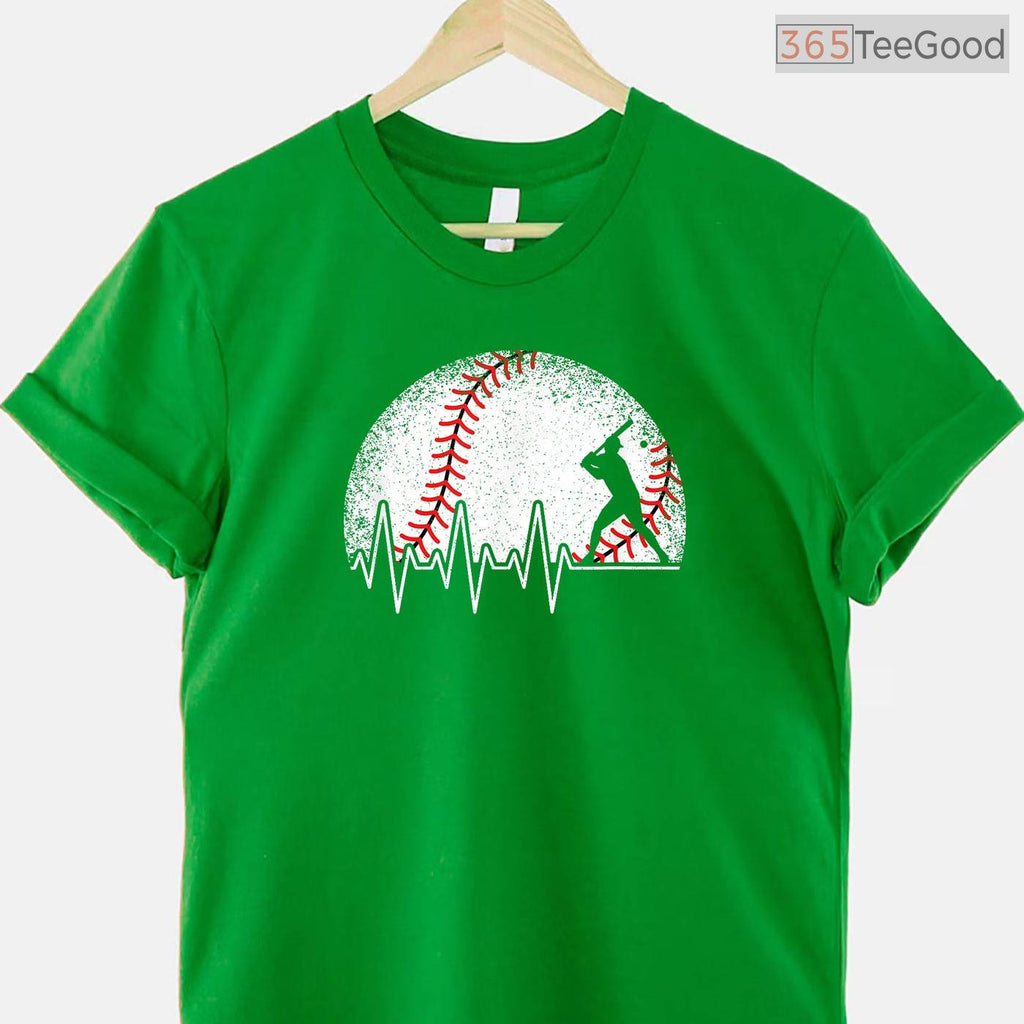 Funny Baseball Heartbeat Vintage T-Shirt Baseball Player Men Boys Sport Gift