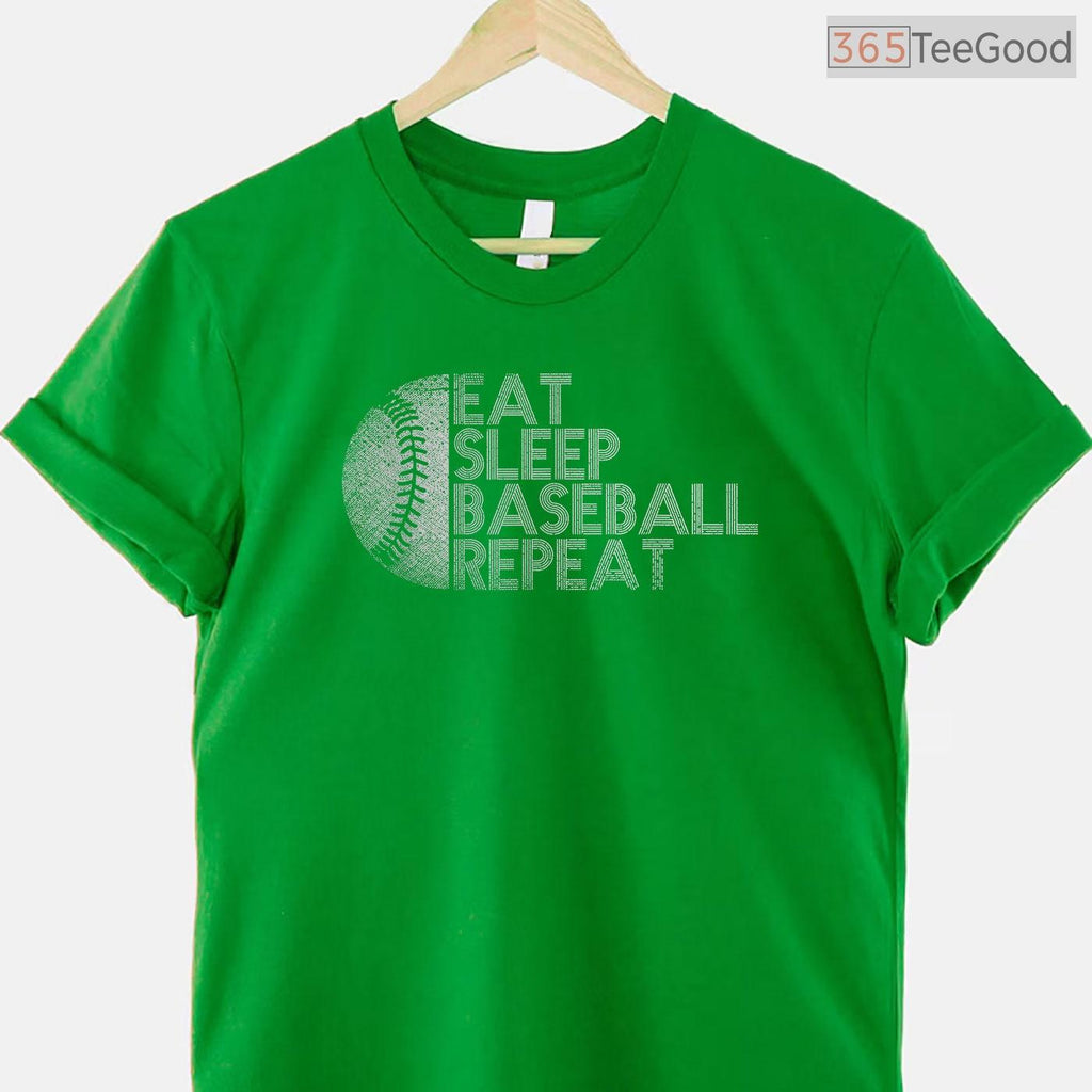 Eat Sleep Baseball Repeat Funny Baseball Player T-Shirt Sports Routine Gift