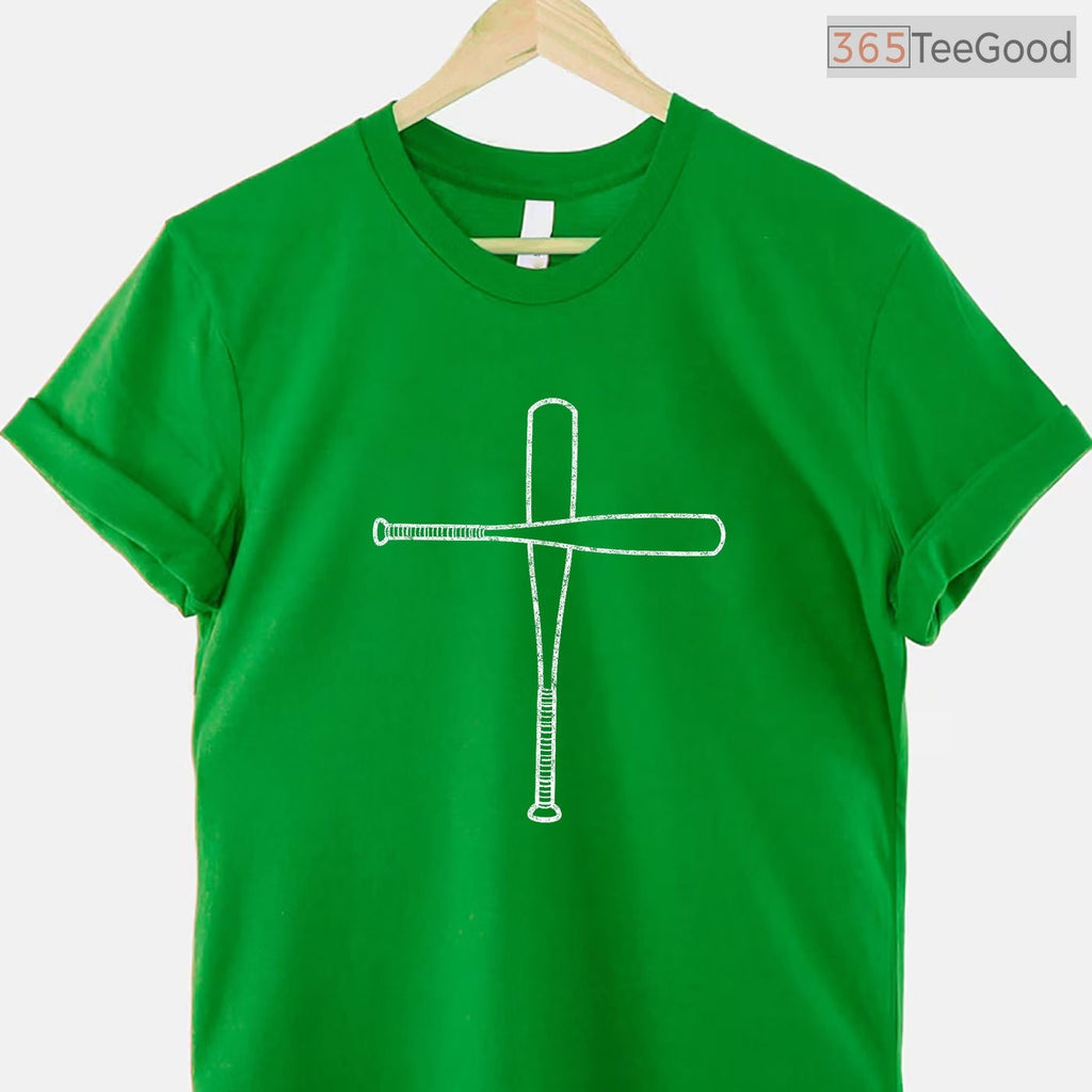 Cross Baseball Bats Christian Faith T-Shirt Sports Coach Pitcher Religious
