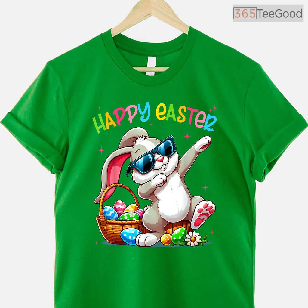 Funny Dabbing Bunny Happy Easter T-Shirt Cool Boys Girls Easter Day Dance Tee