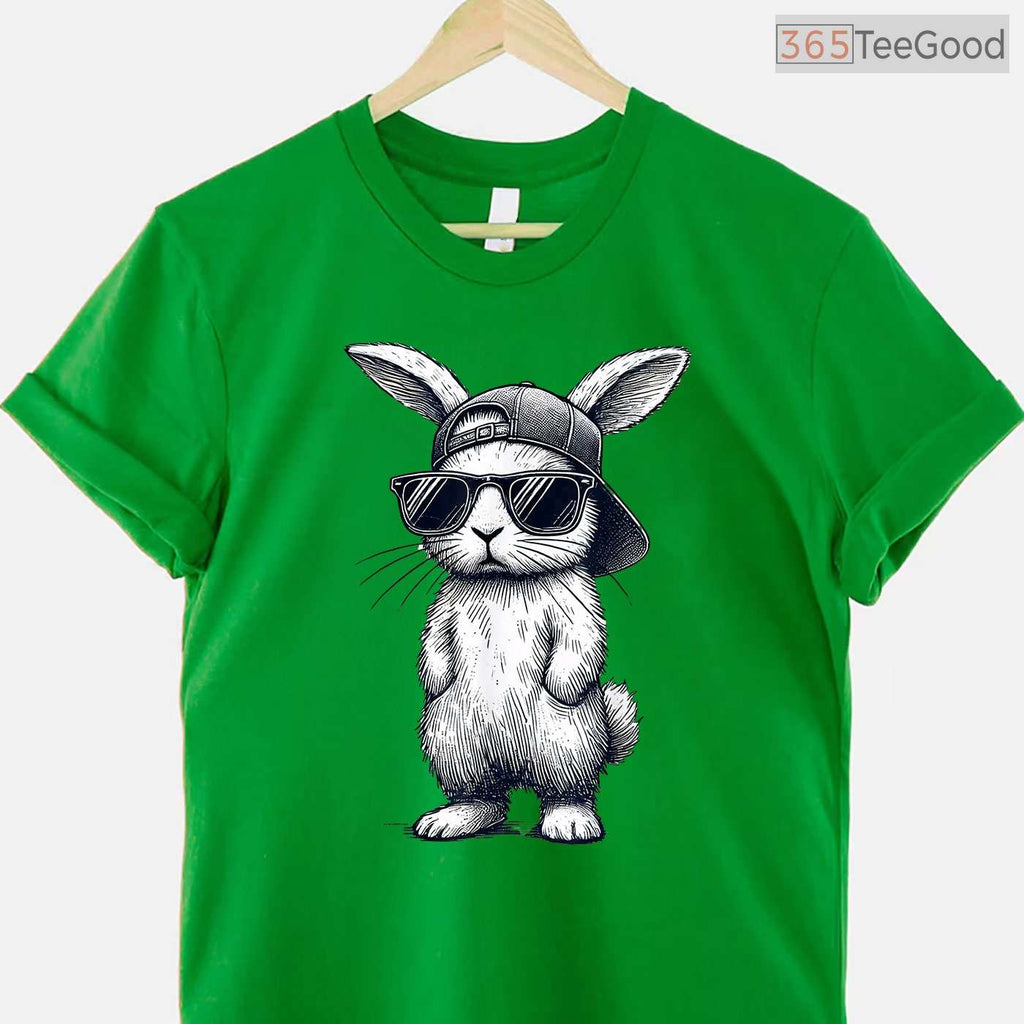 Bunny Face With Sunglasses Cap Easter Day T-Shirt Cool Boys Kids Holiday Shirt