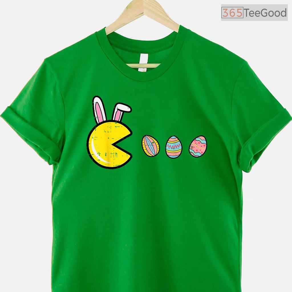 Video Game Eating Easter Eggs Retro Gamer T-Shirt Men Boys Kids Teen Gaming Tee