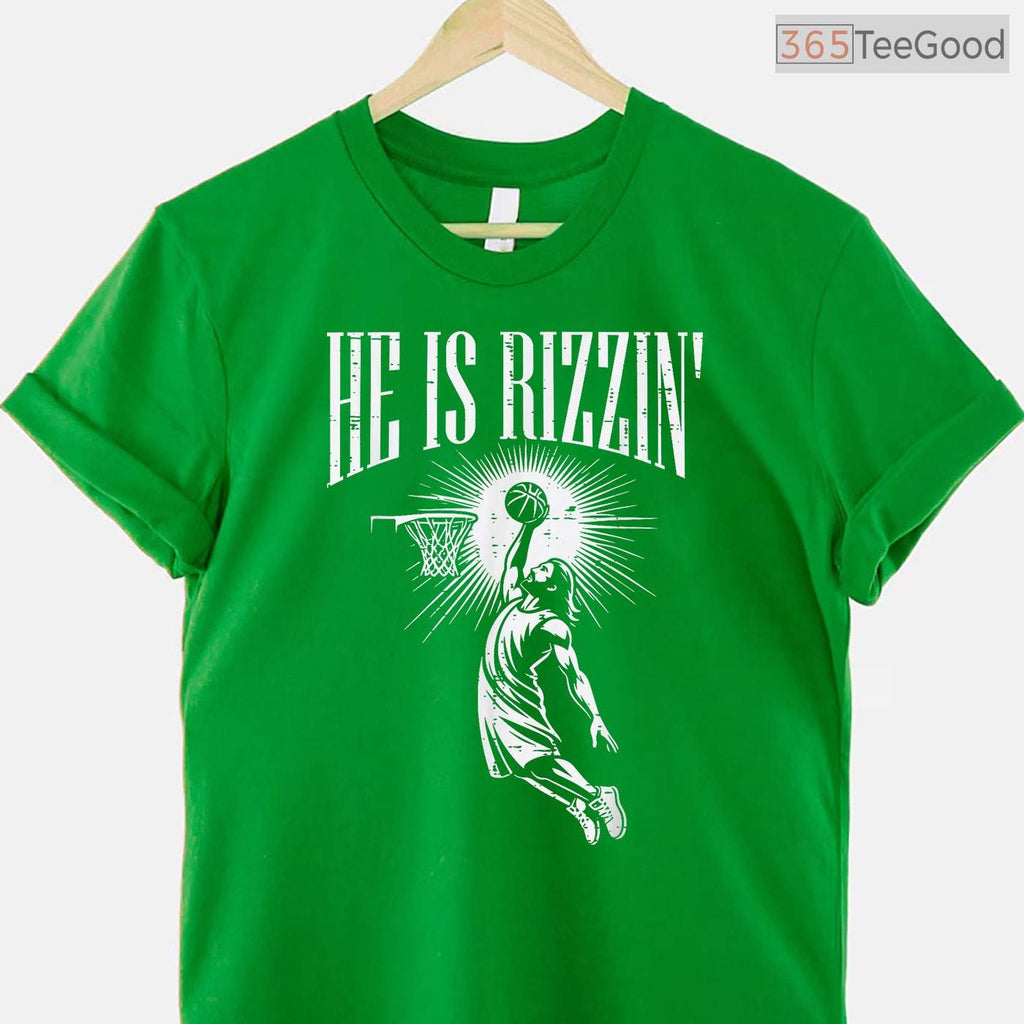 Easter He Is Rizzin Christian Religious T-Shirt Boys Kids Men Teen Meme Shirt