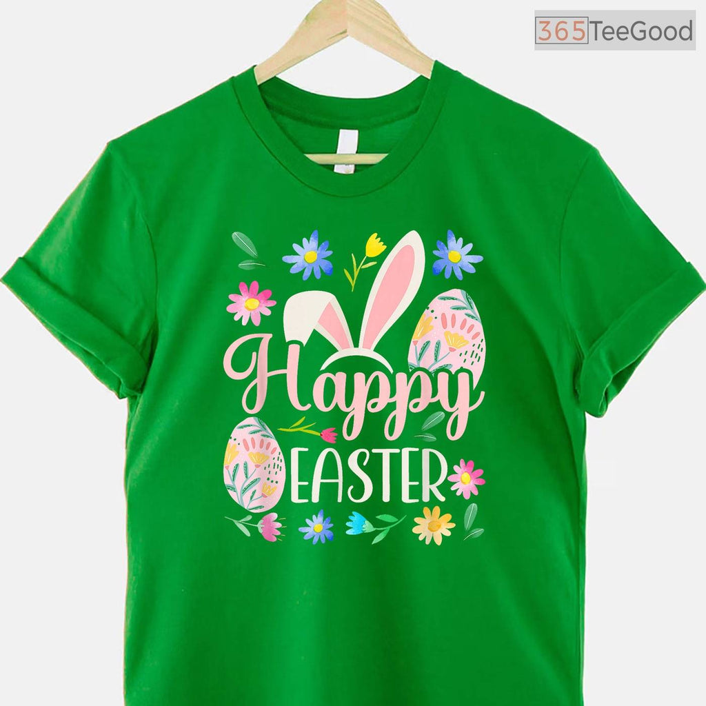 Happy Easter Sayings Egg Bunny T-Shirt Small Cute Spring Holiday Graphic Shirt