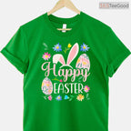 Happy Easter Sayings Egg Bunny T-Shirt Small Cute Spring Holiday Graphic Shirt