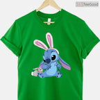 Disney Stitch In Easter Bunny Costume T-Shirt Cute Fuzzy Friend Holiday Shirt