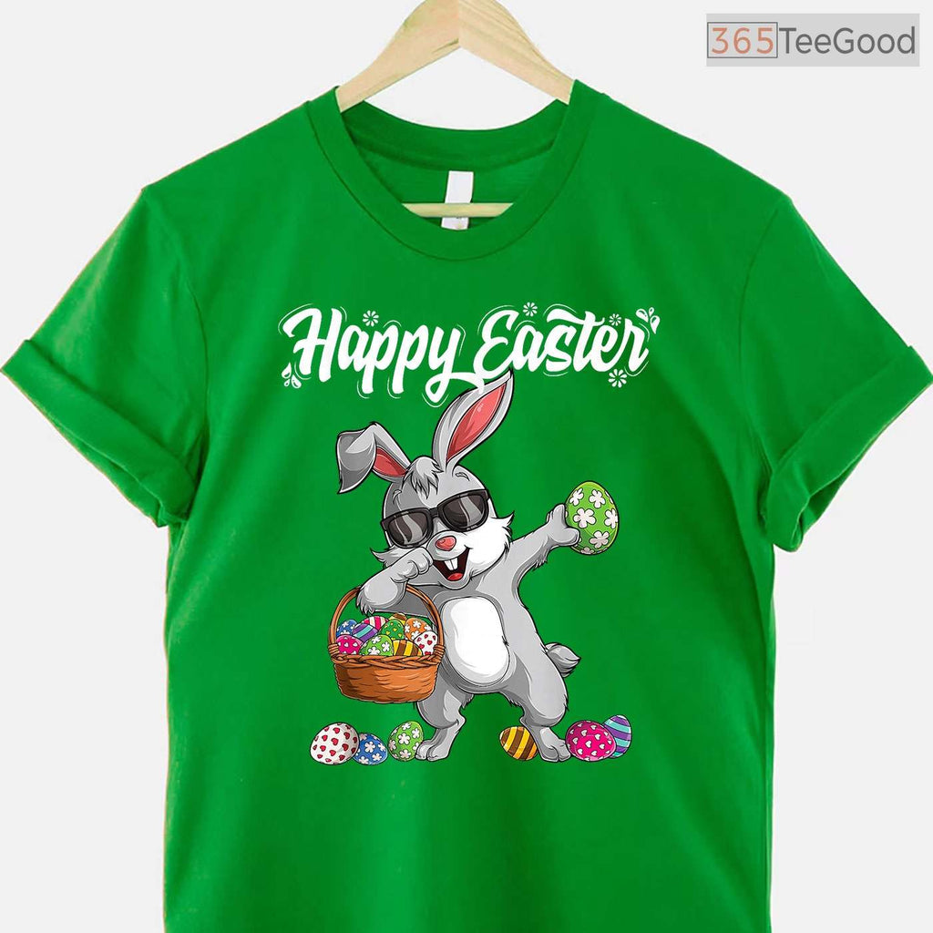 Dabbing Rabbit Easter Day Eggs Dab T-Shirt Boys Girls Kid Gift Funny Bunny Tee