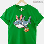 Shark Bunny Easter Eggs T-Shirt Funny Sea Animal Hunt Boys Kids Mens Top Shirt