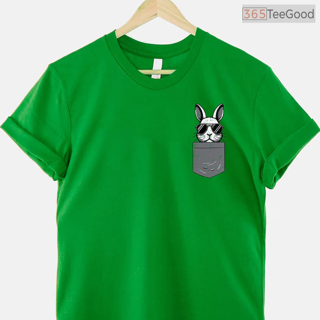 Easter Bunny Pocket Sunglasses T-Shirt Cool Rabbit Faux Pocket Holiday Shirt