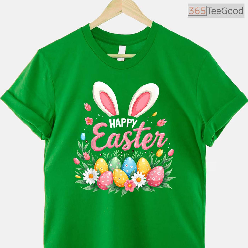 Happy Easter Bunny Spring Egg T-Shirt Cute Floral Nature Holiday Women Shirt