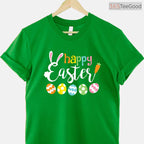 Happy Easter Bunny Rabbit Face T-Shirt Funny Cute Holiday Women Girls Shirt