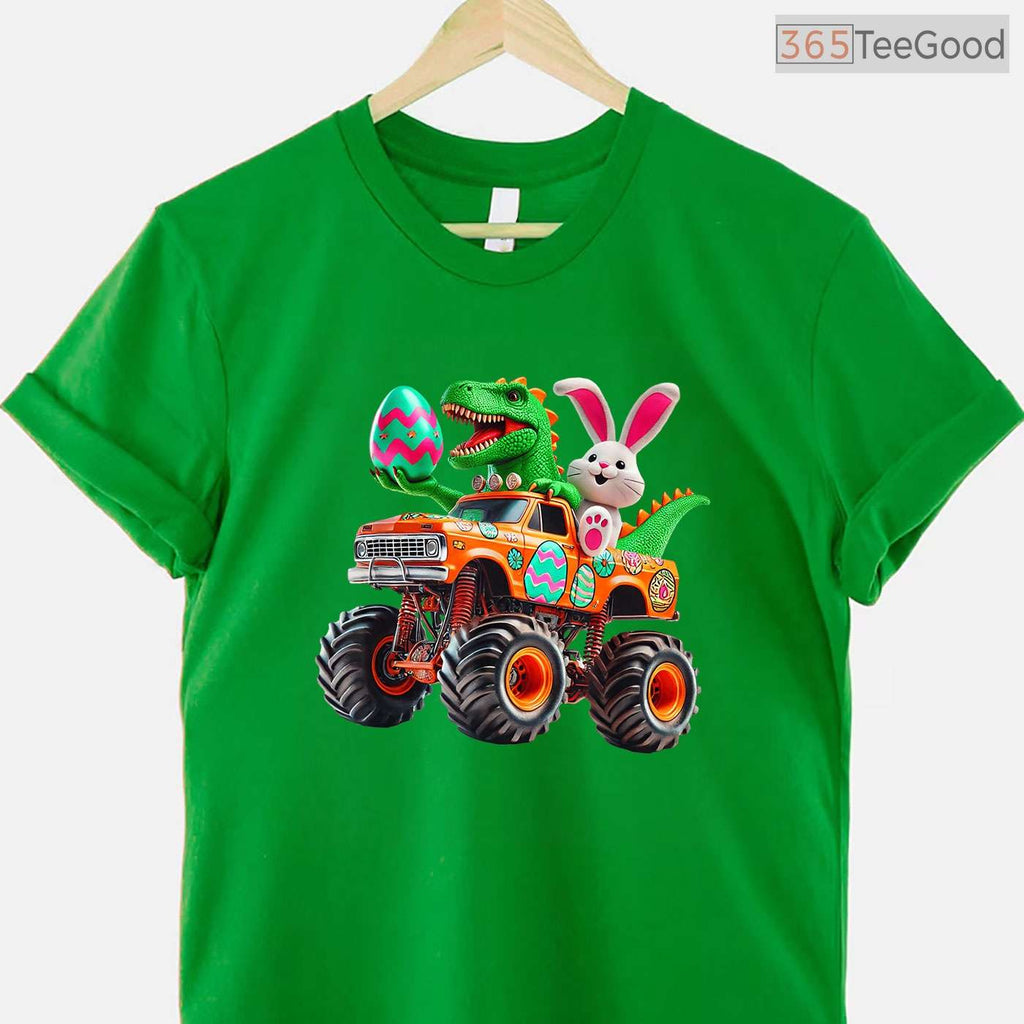 Bunny T-Rex Easter Monster Truck T-Shirt Dino Funny Boys Cool Vehicles Shirt