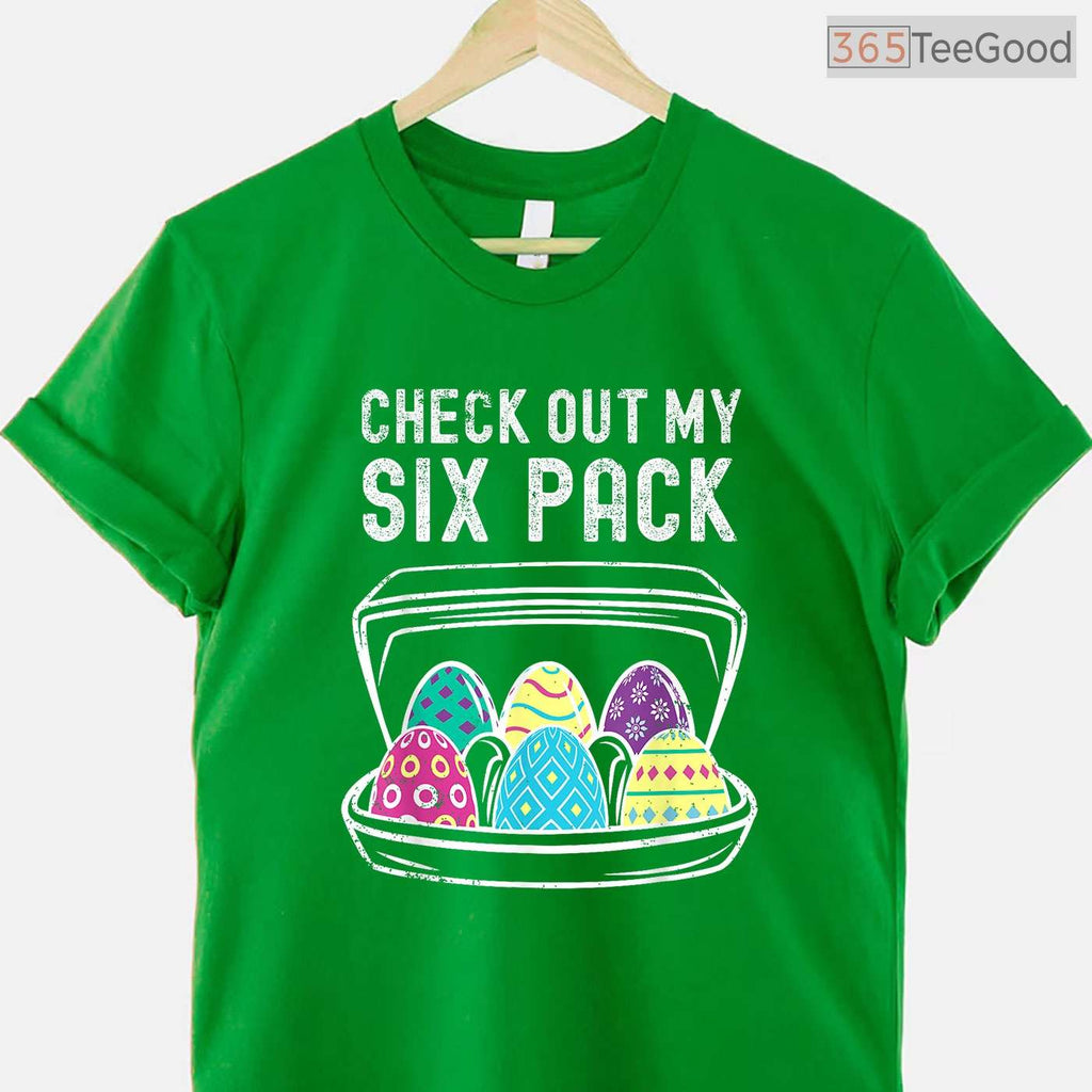 Funny Easter Egg Workout T-Shirt Check Out My Six Pack Abs Gym Fitness Shirt
