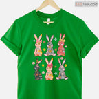 Vintage Retro Bunny Floral T-Shirt Flower Rabbit Easter Day Cute Womens Shirt