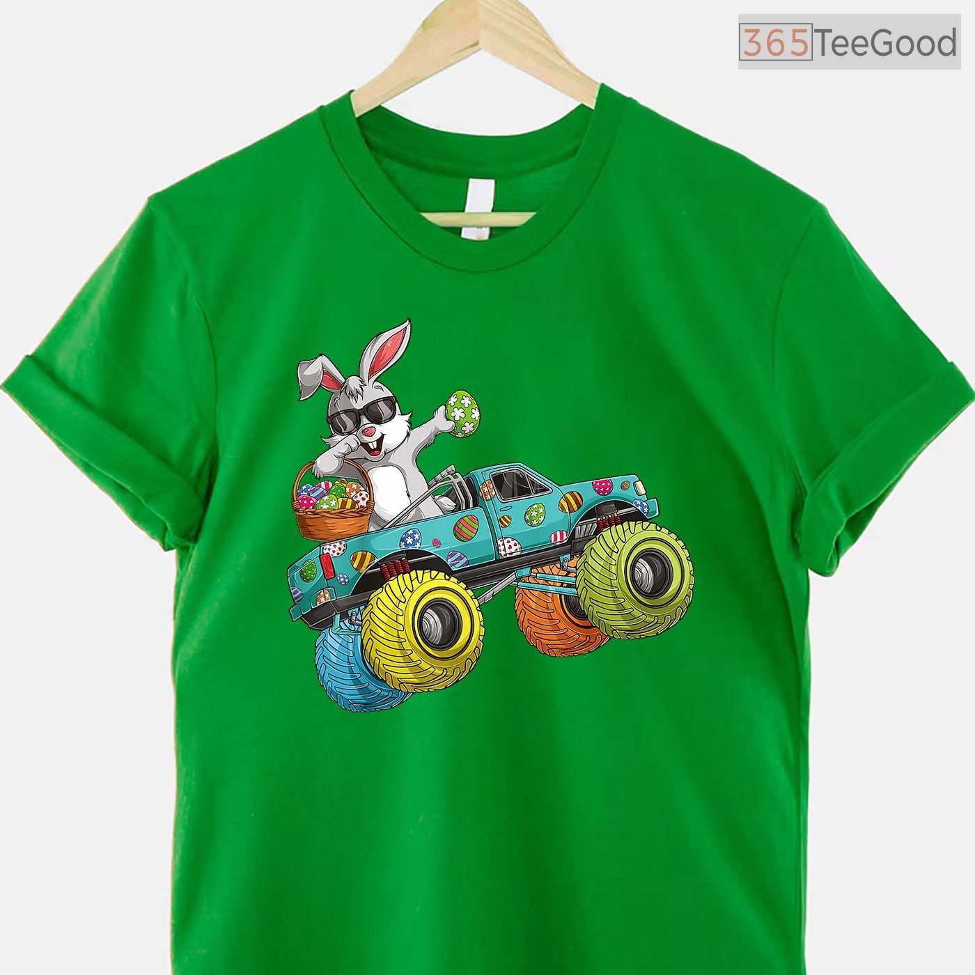 Dabbing Bunny Happy Easter T-Shirt Monster Truck Lovers Kids Boys Cool Shirt