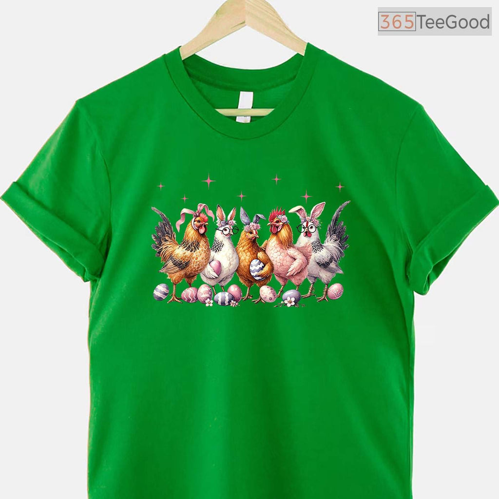 Easter Bunny Farm Chicken T-Shirt Funny Hen Bunny Ears Animal Humor Top Shirt