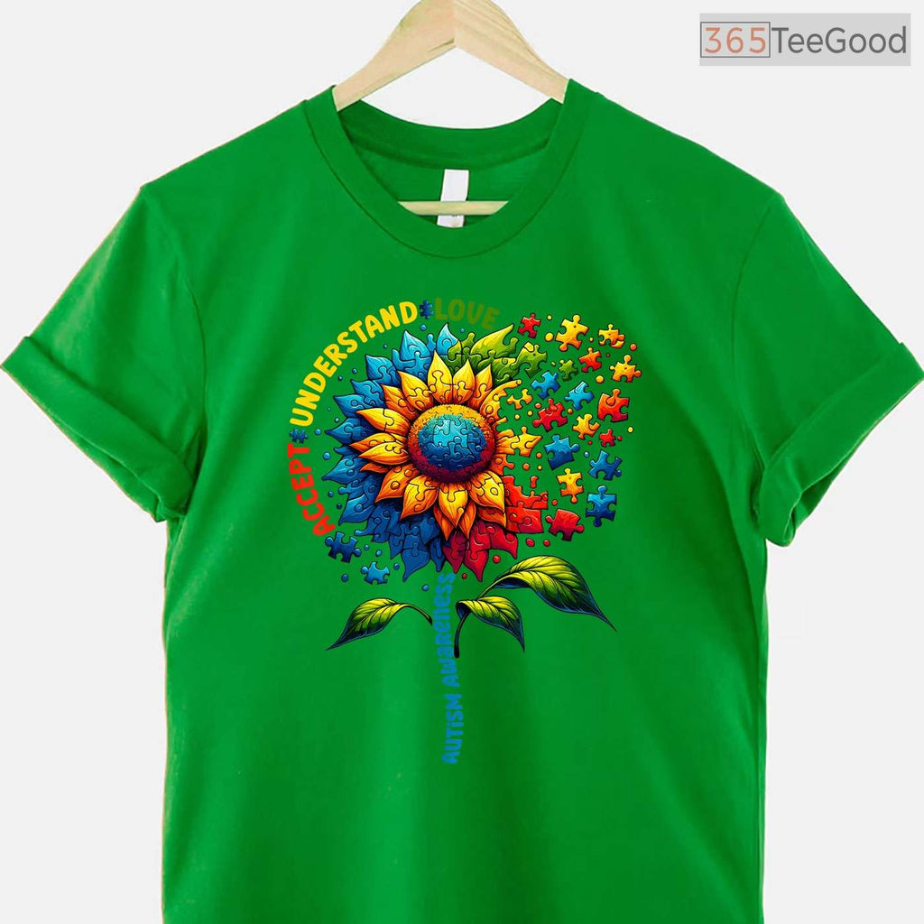 Sunflower Autism Awareness April T-Shirt Men Women Kids Neurodiversity Tee