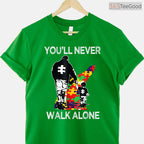 Autism Dad Support Alone Puzzle You Will Never Walk T-Shirt April Month