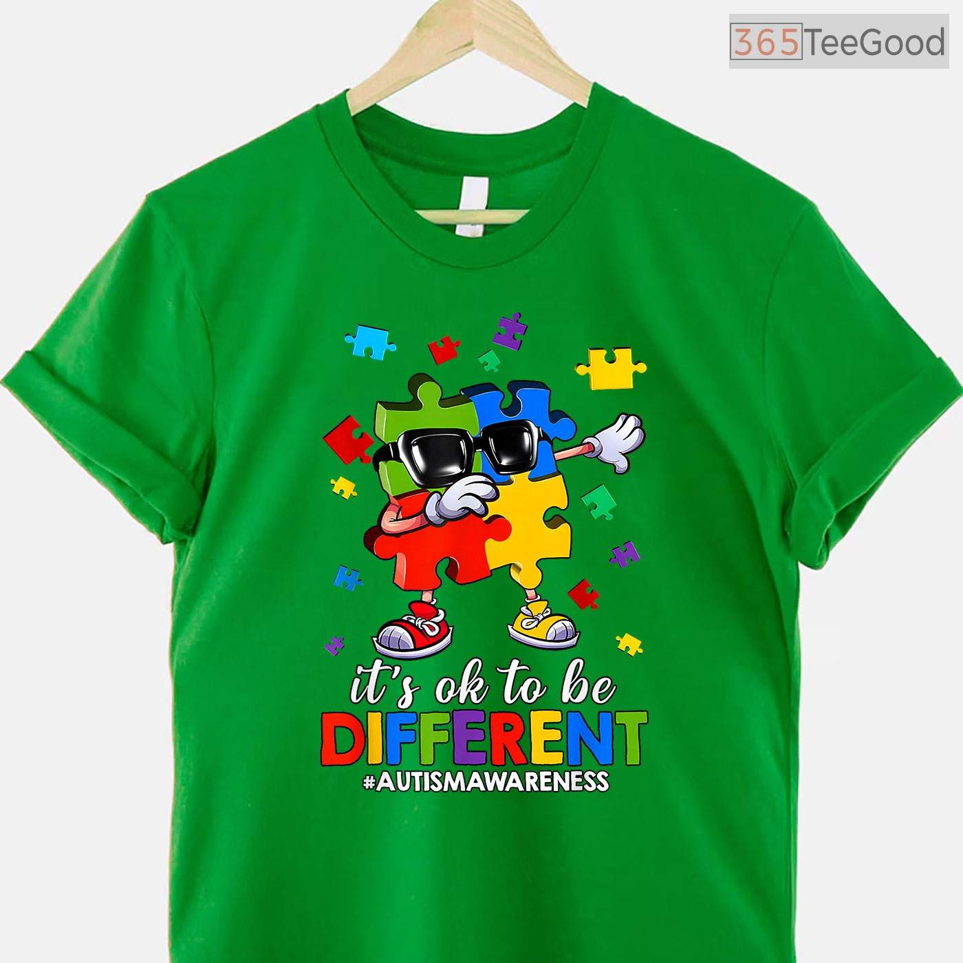 Its OK To Be Different Dabbing Puzzle Autism Shirt April Awareness Kids T-Shirt