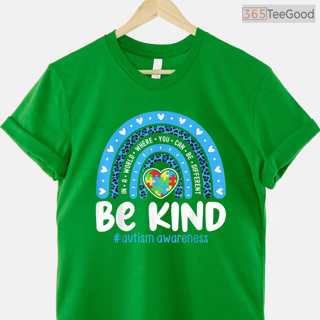 Rainbow In April We Wear Blue Ribbon Autism Shirt Awareness Month Women T-Shirt