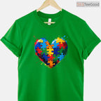 Autism Awareness Heart Valentine Day Puzzle Shirt April Boy Girl Love T-Shirt