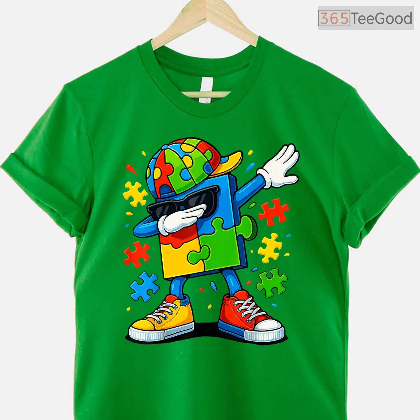 Dabbing Puzzle Piece Autism Awareness Shirt April Month Kids Cool Gift T-Shirt
