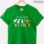 Autism Dinosaur Kid Boys Its Ok To Be Different Shirt April Awareness T-Shirt