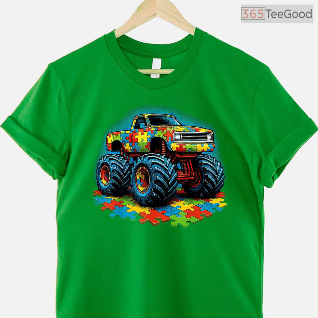 Autism Awareness Monster Truck Shirt April Month Boys Kids Cool Gift T-Shirt