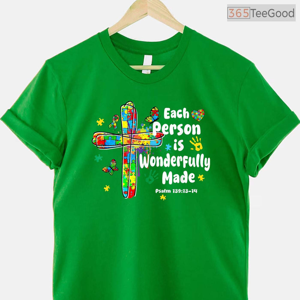 Each Person Is Wonderfully Made Christian Autism Bible Verse Shirt April T-Shirt