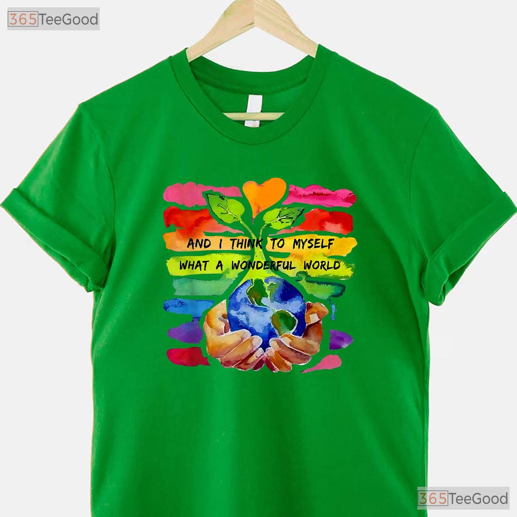 What A Wonderful World Earth Day T-Shirt Vintage Musical Lyric Nature Lover Graphic