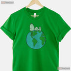 Peanuts Snoopy Earth Day T-Shirt Laying On Top of The World Cute Cartoon Dog Tee