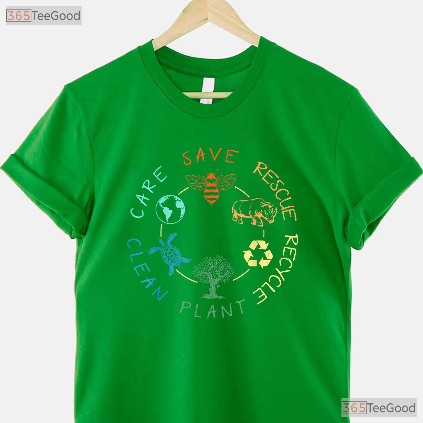Save Bees Rescue Animals Recycle Plastic Earth Day T-Shirt Eco Activist Nature Tee