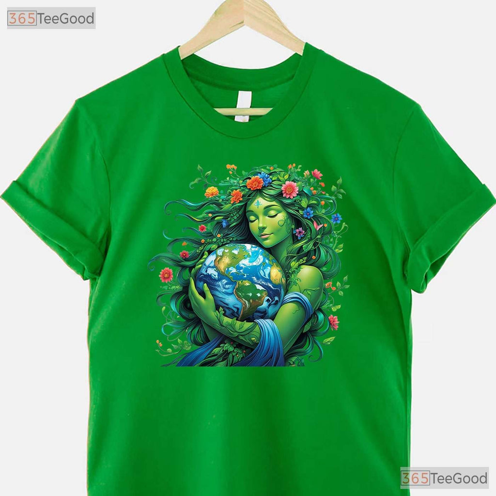 Green Mother Nature Earth Day T-Shirt Earth Mother Planet Nature Goddess Graphic