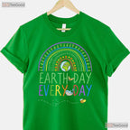 Pretty Earth Day Every Day T-Shirt Rainbow With Trees Cute Nature Lover Graphic Tee