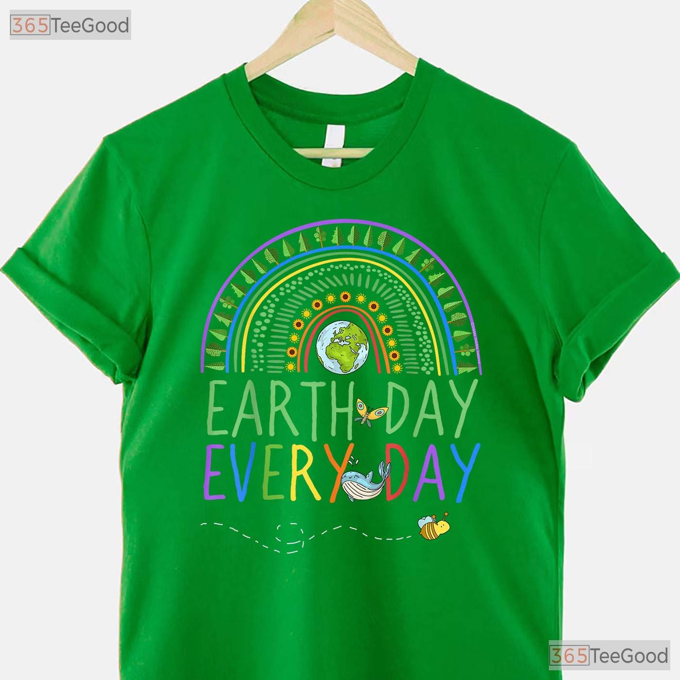 Pretty Earth Day Every Day T-Shirt Rainbow With Trees Cute Nature Lover Graphic Tee