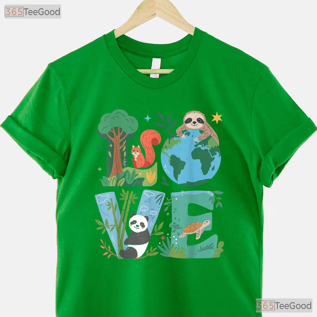 Love Earth Day Planet 2026 Anniversary T-Shirt Environmental Animals Awareness Tee