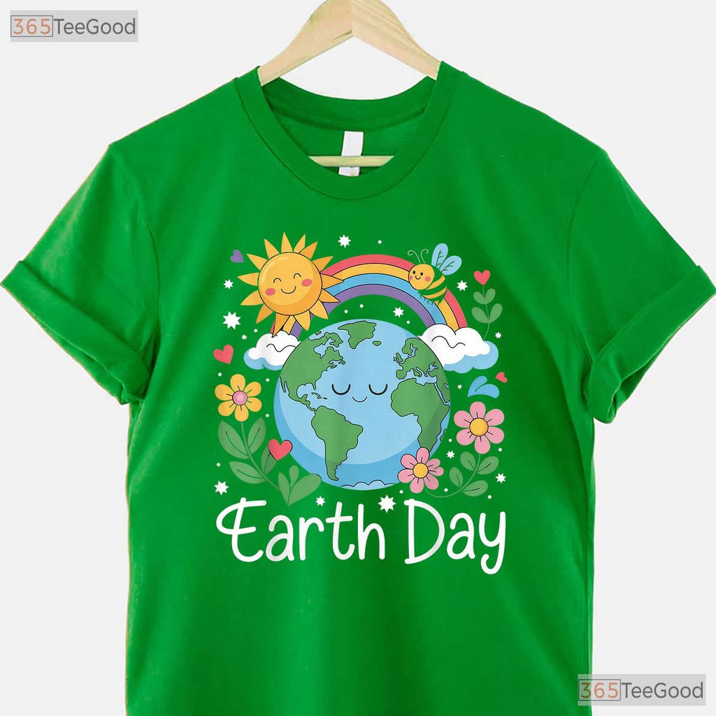 Earth Day Shirt Kids And Women Planet Smile T-Shirt Happy World Eco Friendly Gift
