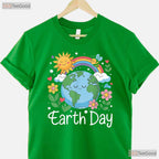 Earth Day Shirt Kids And Women Planet Smile T-Shirt Happy World Eco Friendly Gift