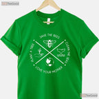 Earth Day Save The Bees Plant More Trees Clean The Seas T-Shirt Eco Activist Gift