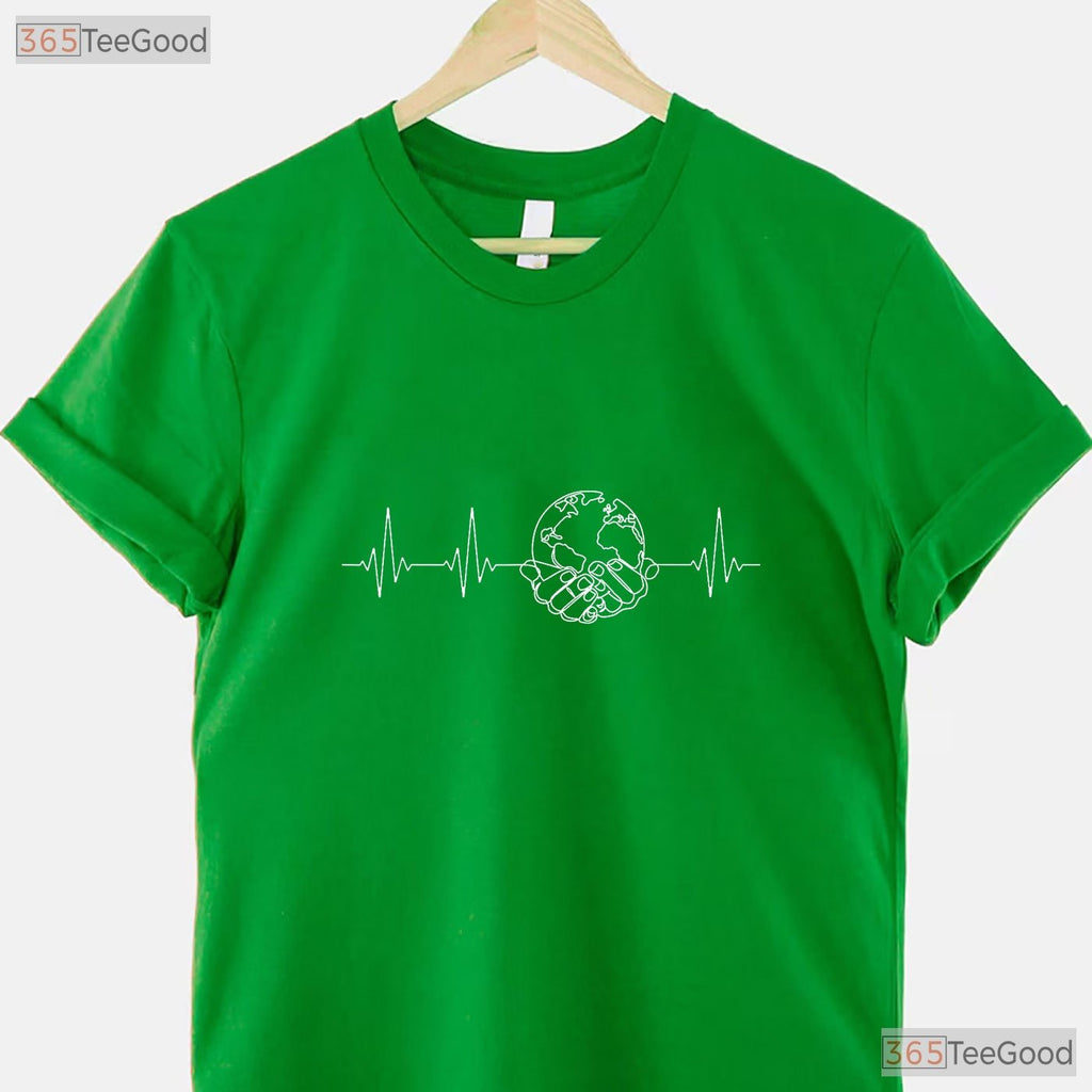 Save The Planet Heartbeat Earth Day T-Shirt Environmental Nurse Doctor Tee