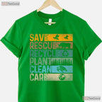 Save Bees Rescue Animals Recycle Plastic Earth Day T-Shirt Eco Activist Tee